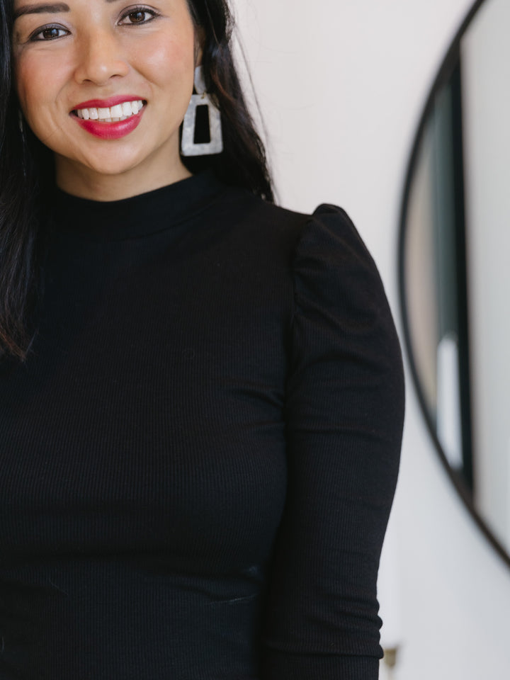 Callie Crew Neck Puff Sleeve Sweater