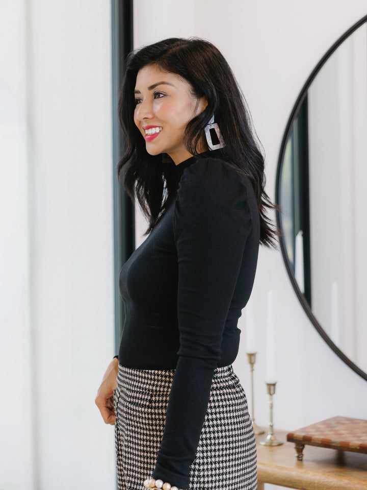 Callie Crew Neck Puff Sleeve Sweater