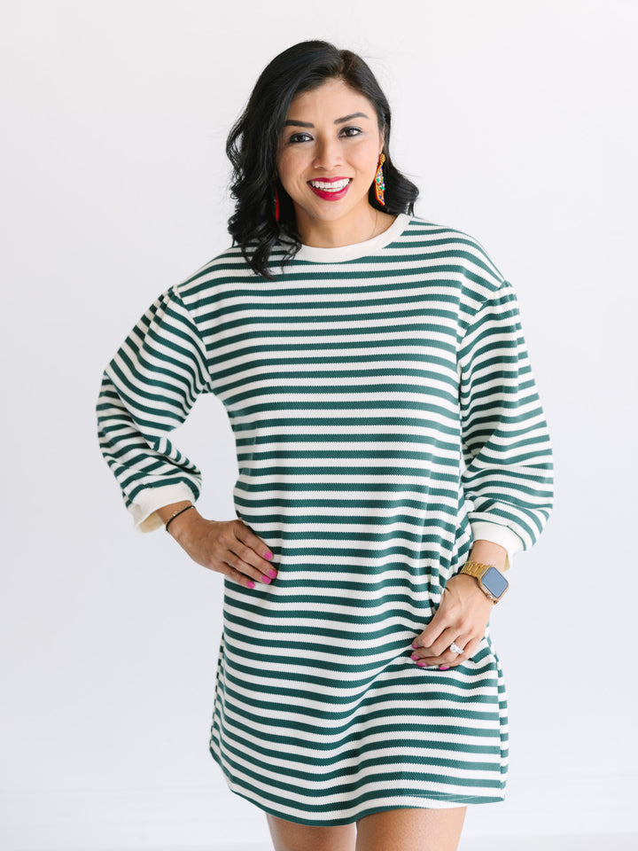 Soft & Striped Crew Neck Dress