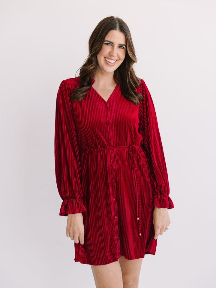 Vena Velvet Long Sleeve Dress
