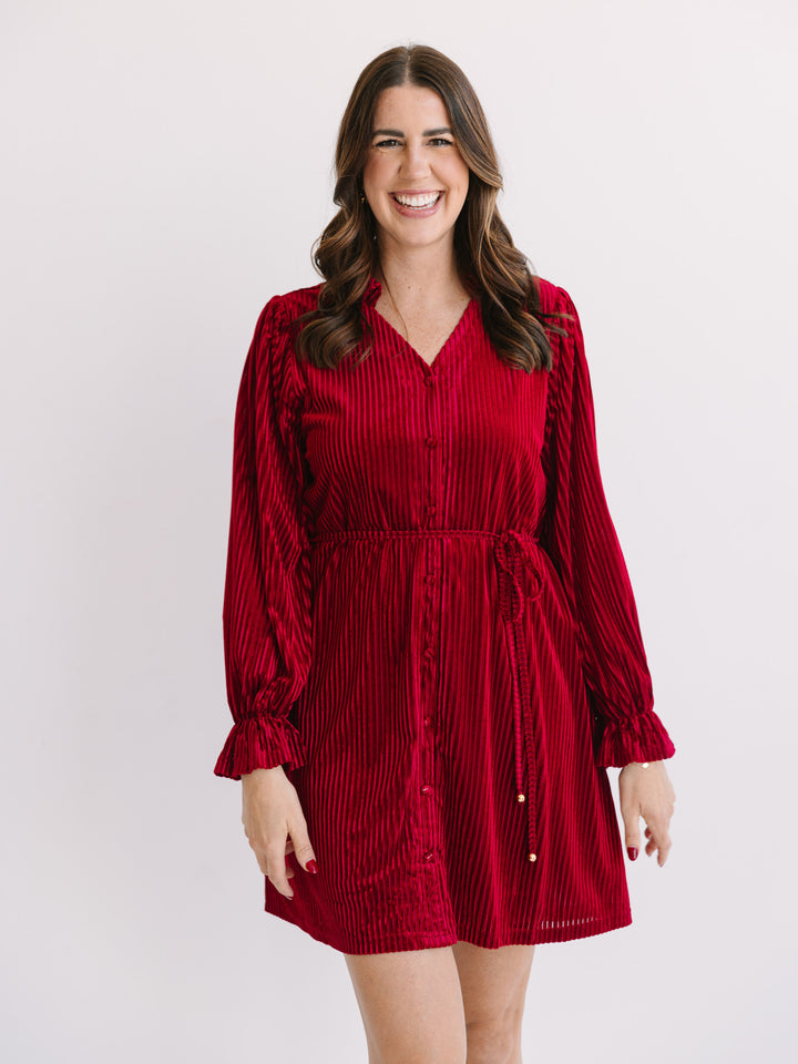Vena Velvet Long Sleeve Dress