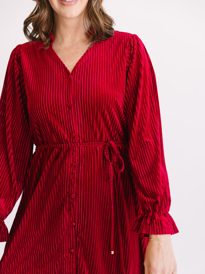Vena Velvet Long Sleeve Dress