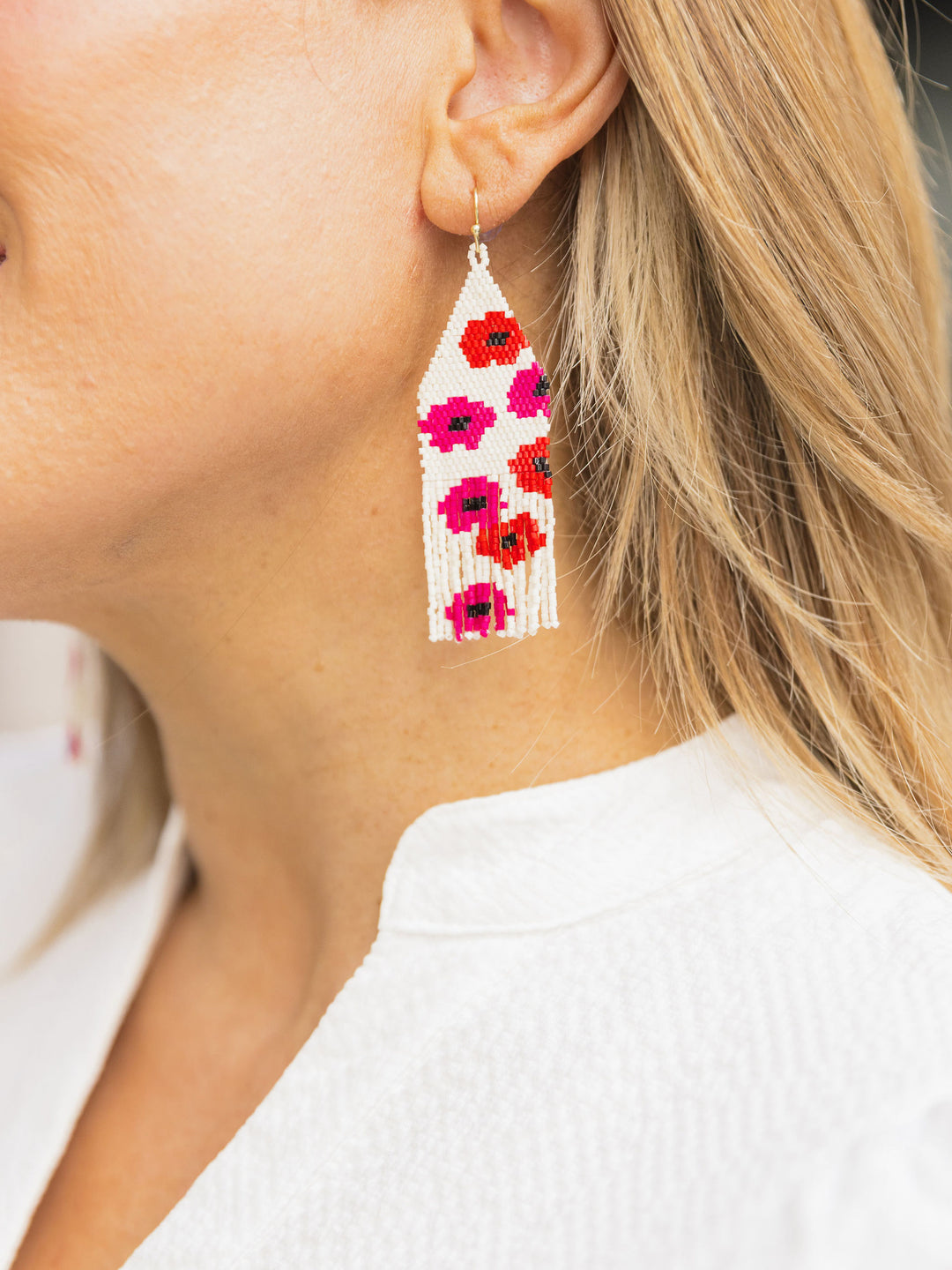 Delilah Poppies Beaded Fringe Earrings