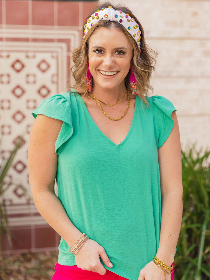 Breezy Ruffle Sleeve Blouse