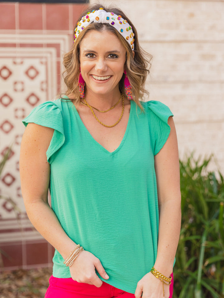 Breezy Ruffle Sleeve Blouse