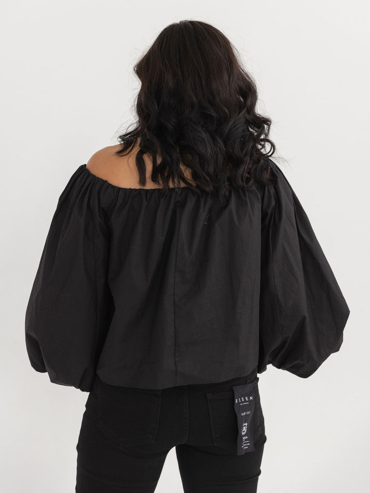 Sassy Strapless Balloon Sleeve Top