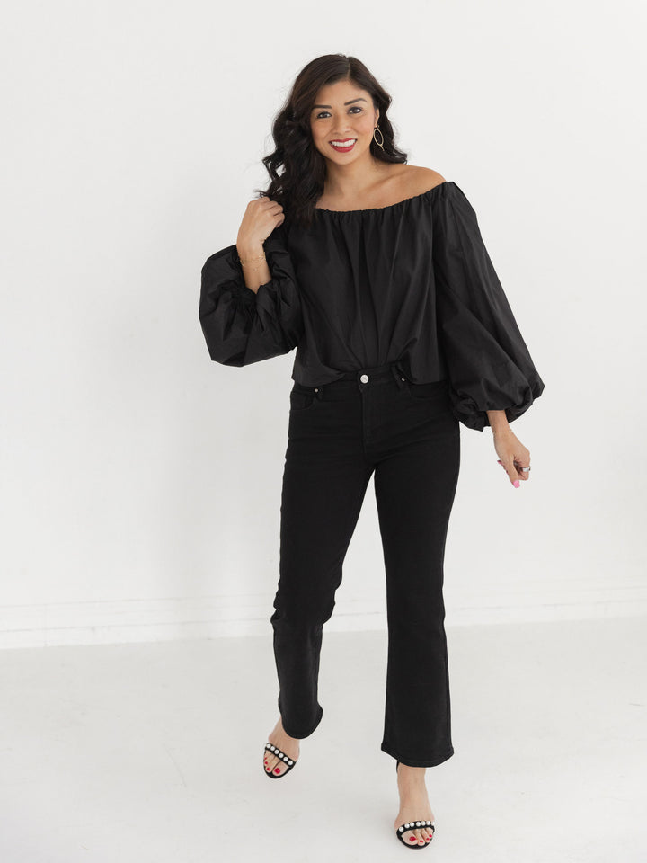 Sassy Strapless Balloon Sleeve Top