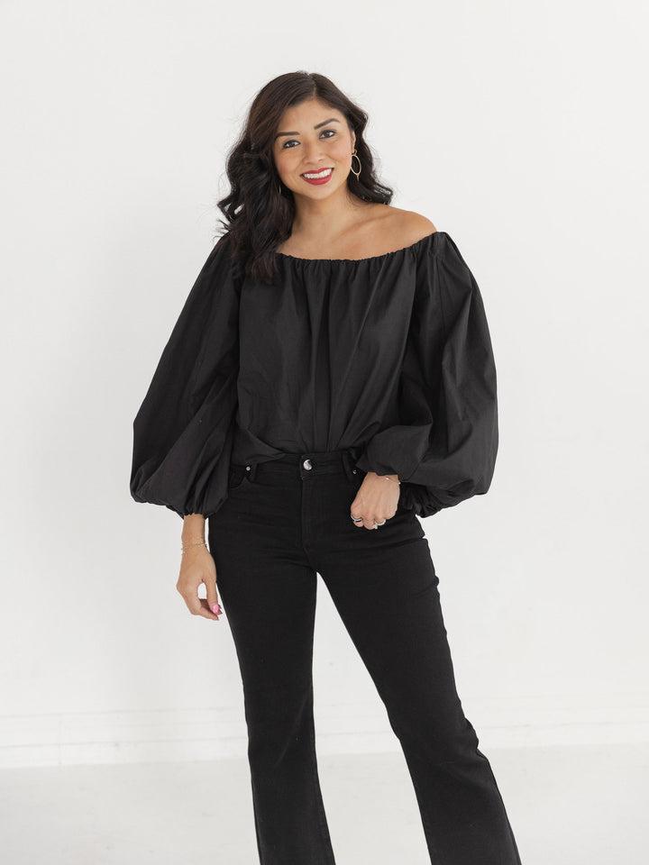 Sassy Strapless Balloon Sleeve Top