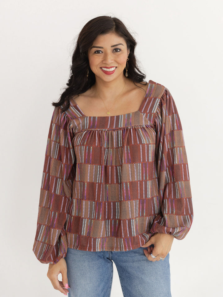 Eclipse Print Square Neck Top