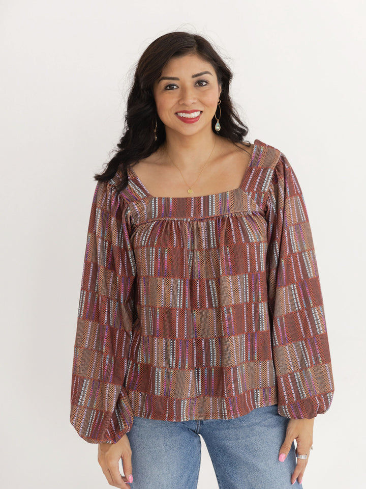 Eclipse Print Square Neck Top
