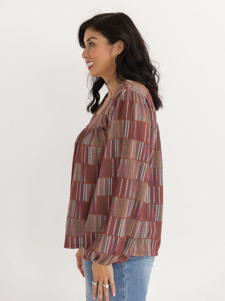 Eclipse Print Square Neck Top
