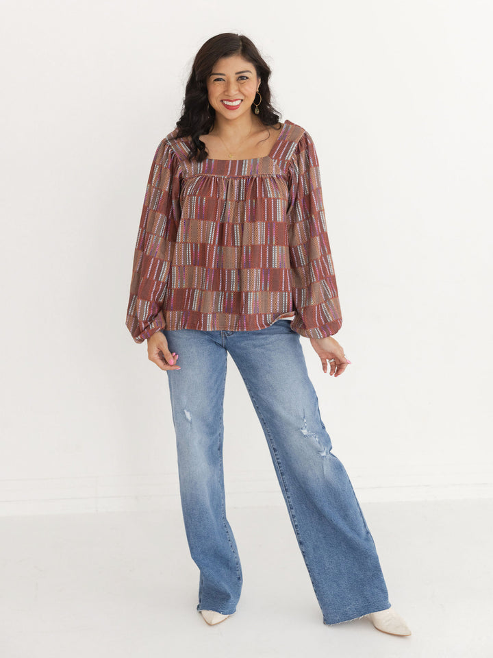 Eclipse Print Square Neck Top