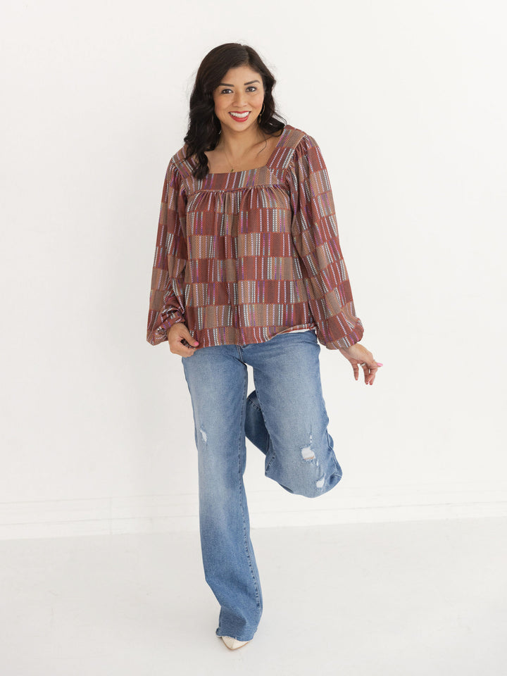 Eclipse Print Square Neck Top