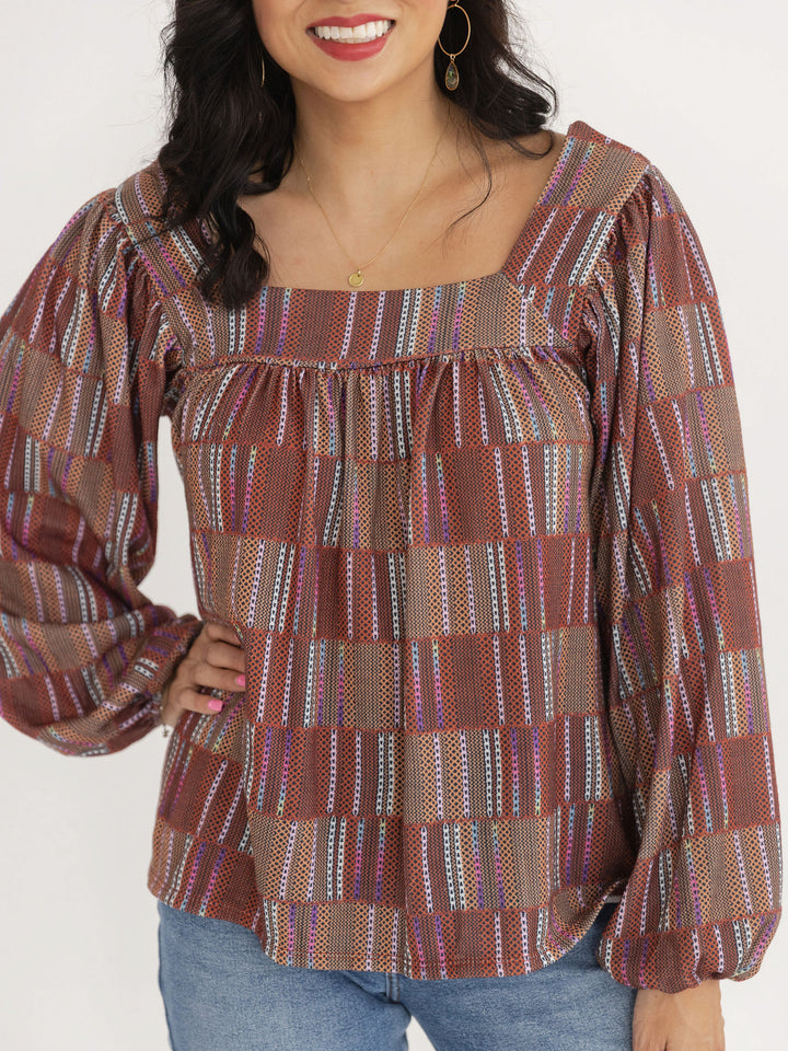 Eclipse Print Square Neck Top