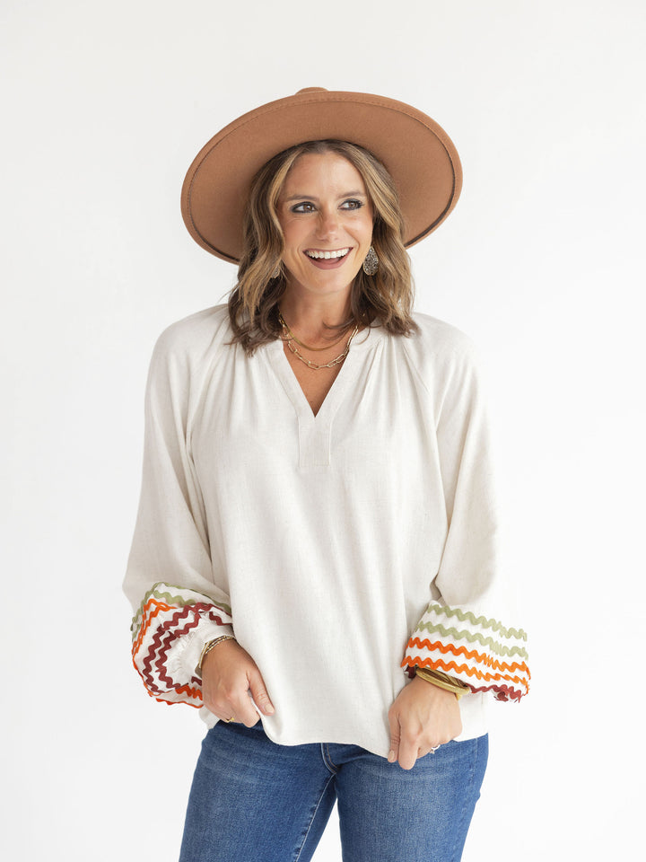 Bonnie Boho Ric Rac Blouse