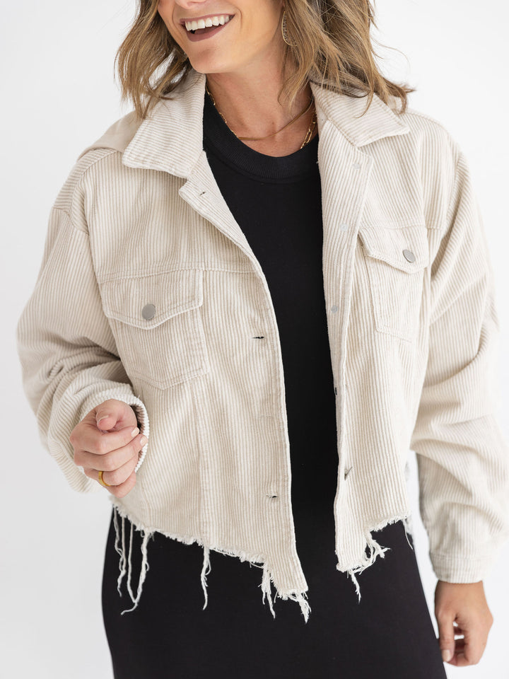 Gonna Need It Distressed Corduroy Jacket