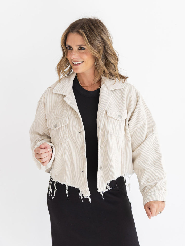 Gonna Need It Distressed Corduroy Jacket