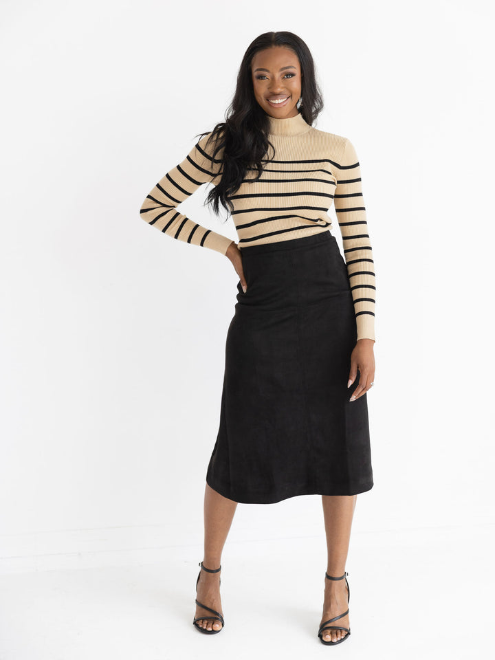 Stitched Suede A Line Skirt