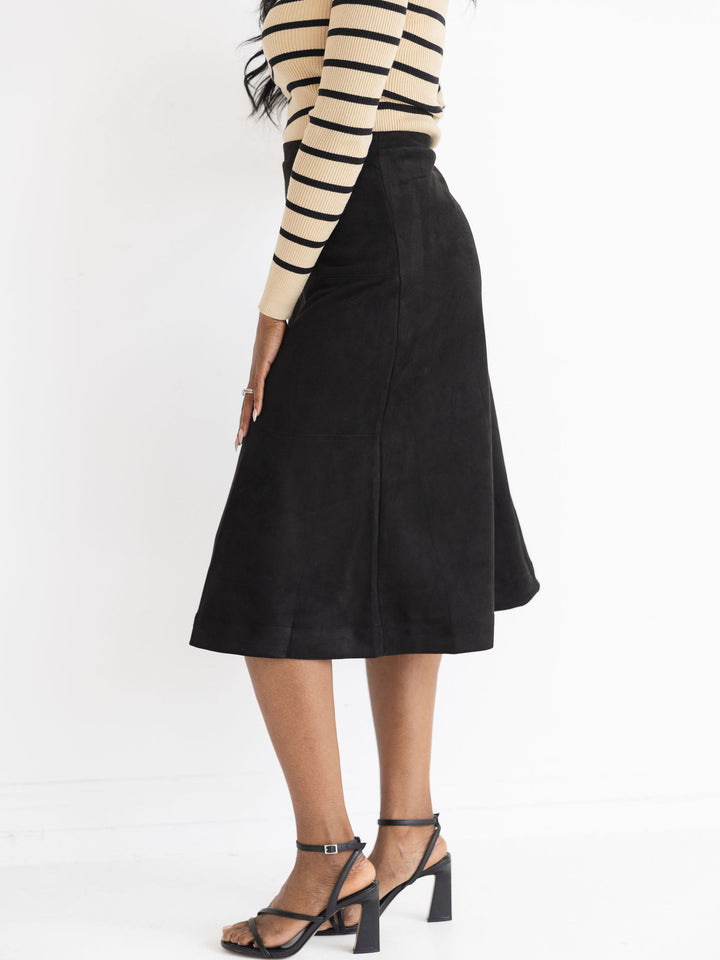 Stitched Suede A Line Skirt