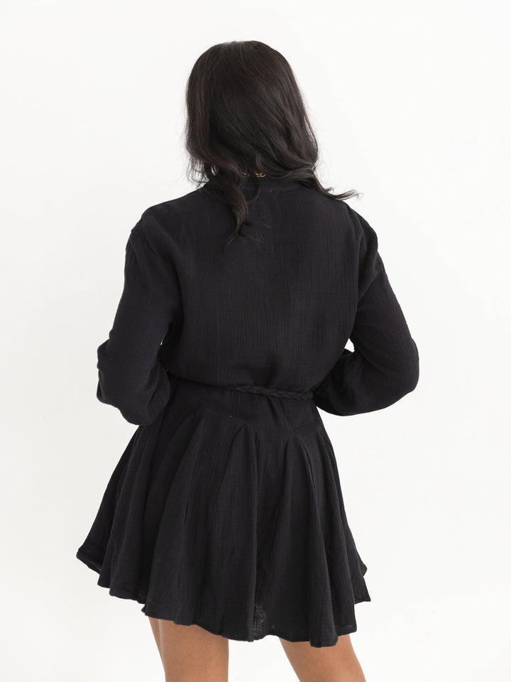 Breezy Button Tie Waist Dress