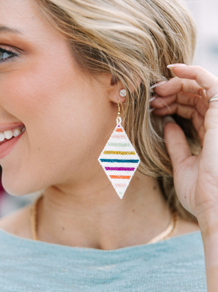 Frida Angled Stripe Beaded Earring