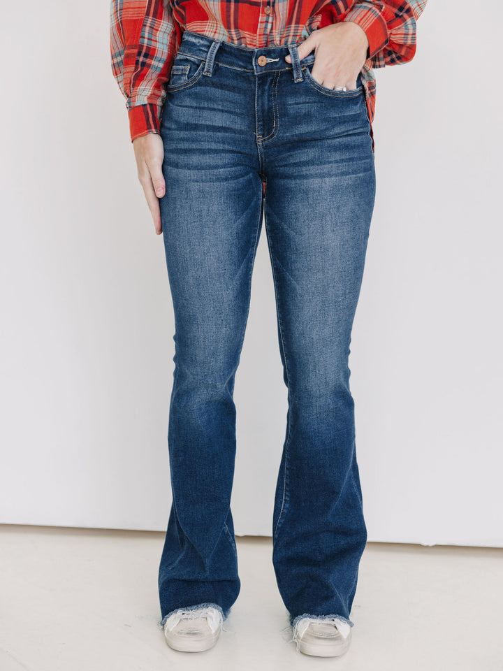 Vervet Mid Rise Mini Flare with Raw Hem