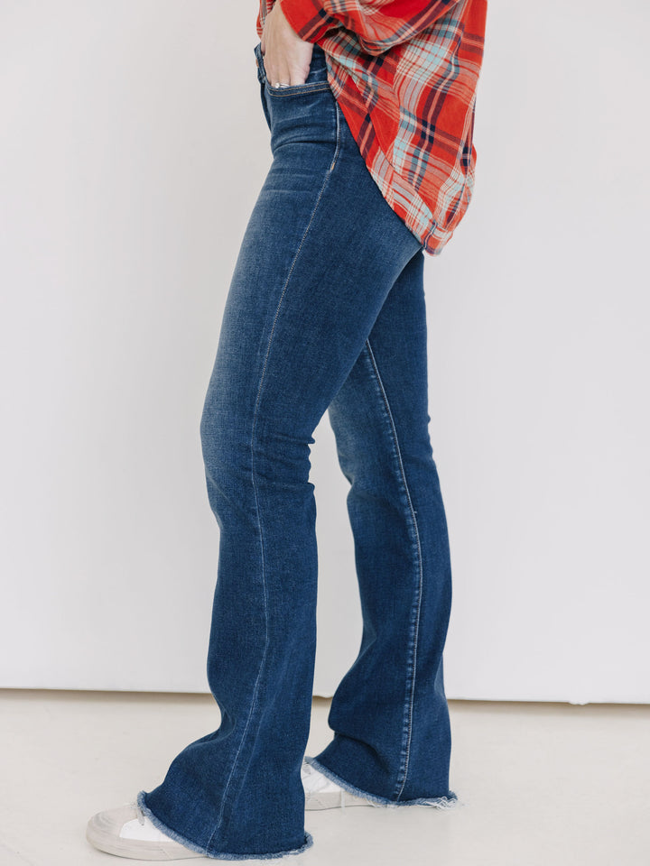 Vervet Mid Rise Mini Flare with Raw Hem