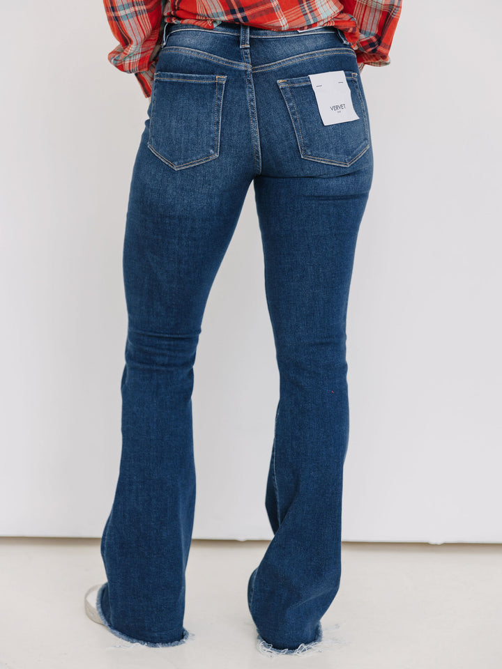 Vervet Mid Rise Mini Flare with Raw Hem