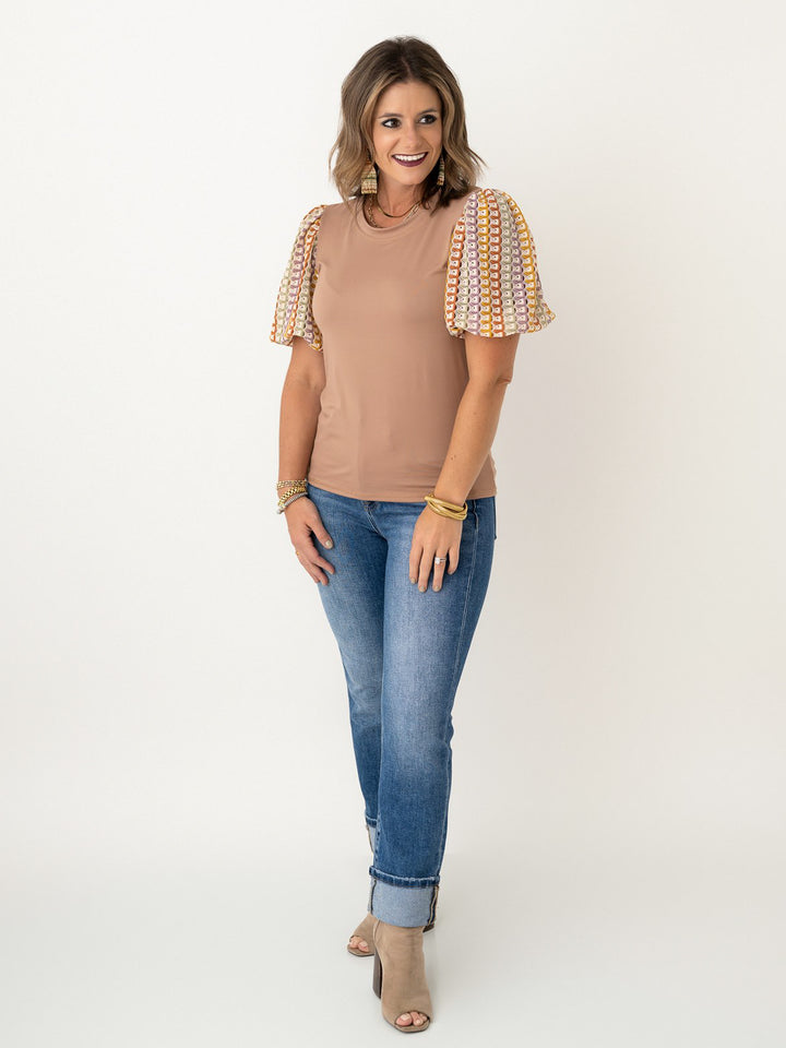 Boho Patchwork Sleeve Tee