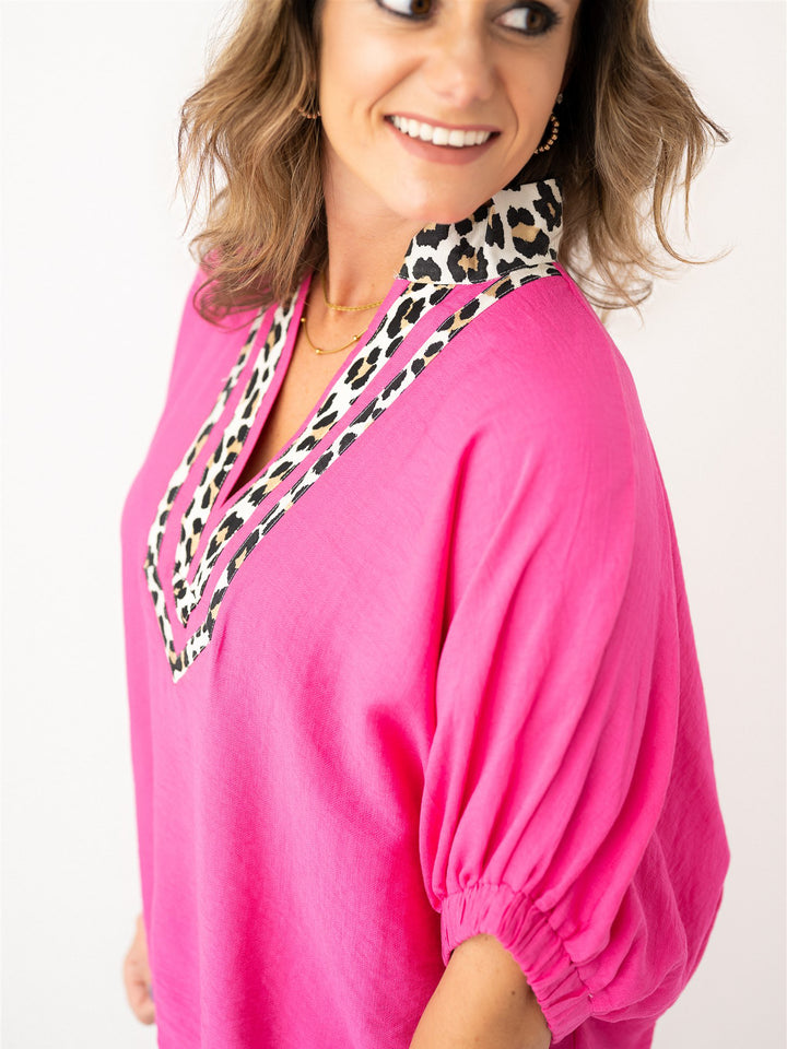 Fun & Flirty Leopard Trim Top
