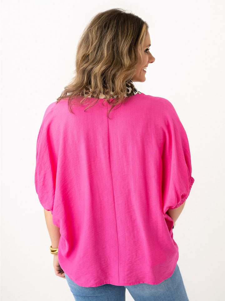 Fun & Flirty Leopard Trim Top