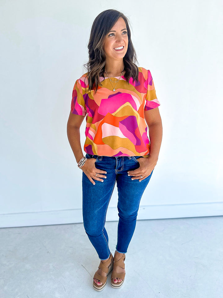 Mosaic Short Sleeve Blouse