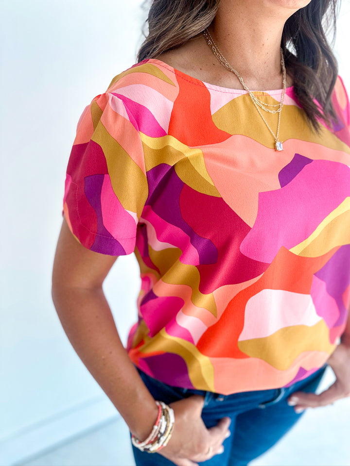 Mosaic Short Sleeve Blouse