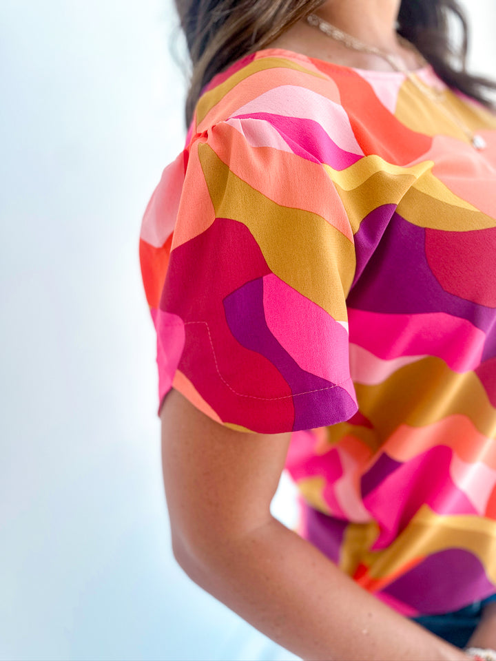 Mosaic Short Sleeve Blouse