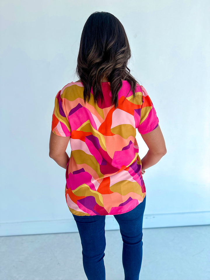 Mosaic Short Sleeve Blouse