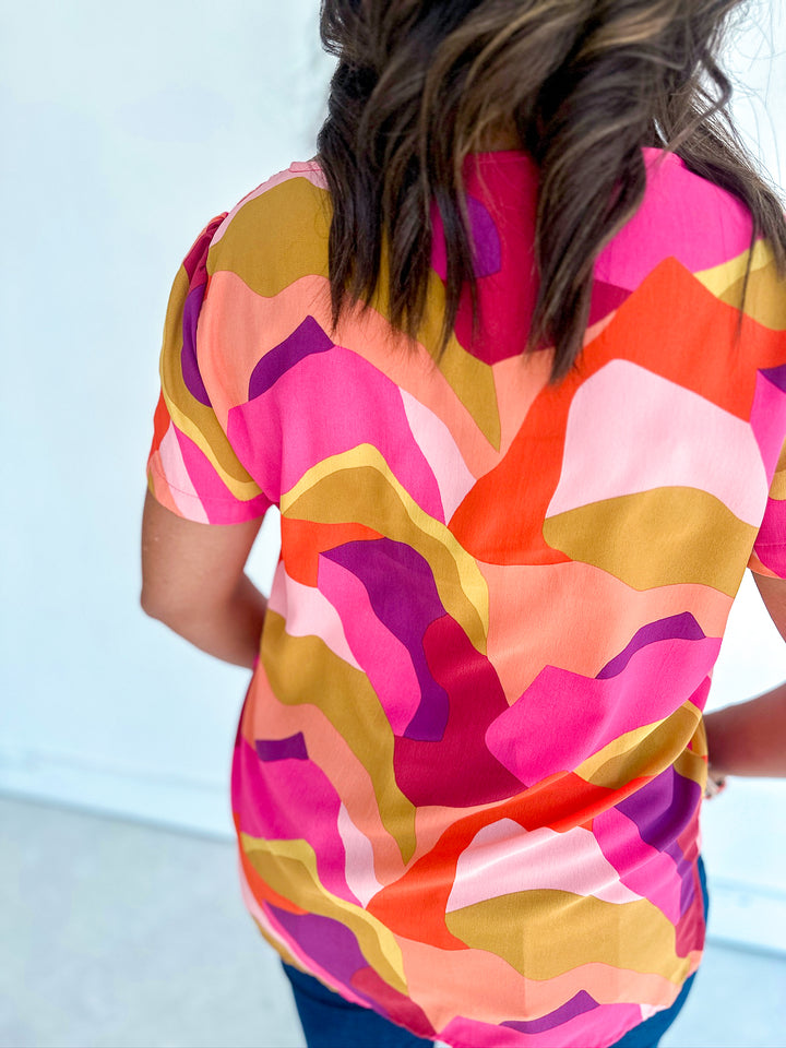 Mosaic Short Sleeve Blouse
