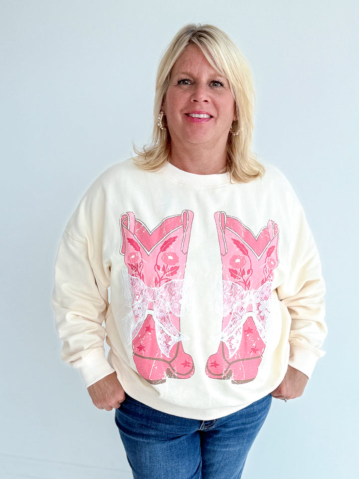 Lucky Boots & Lace Sweatshirt