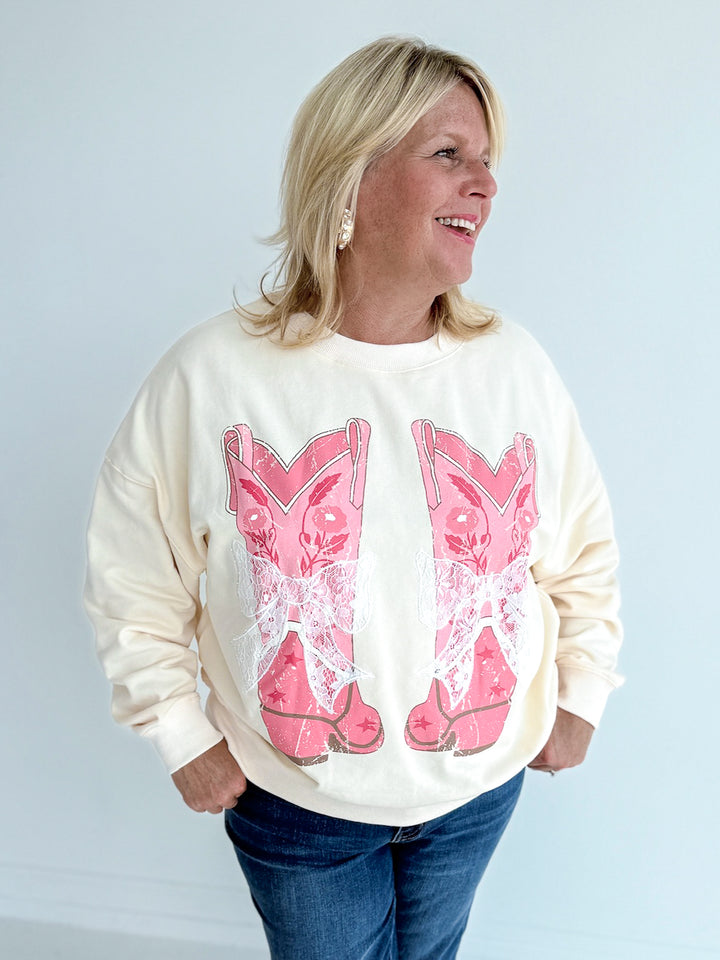 Lucky Boots & Lace Sweatshirt