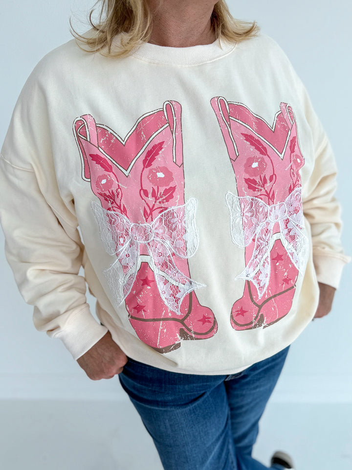 Lucky Boots & Lace Sweatshirt