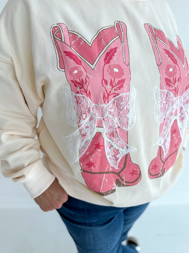 Lucky Boots & Lace Sweatshirt