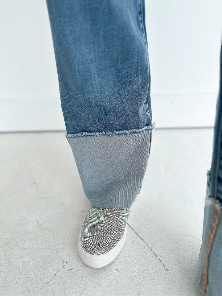 Risen High Rise Ankle Wide-Cuffed Jeans