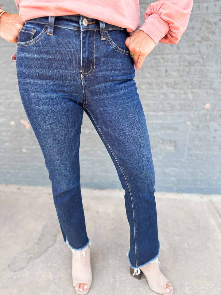 Vervet Step Hem High Rise Crop Flare