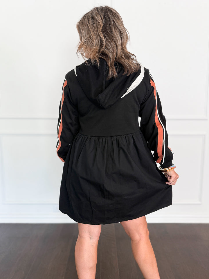 Holly Hooded Striped Sleeve Dress