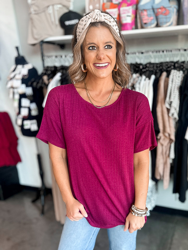 Jackie Ribbed Knit Button Top