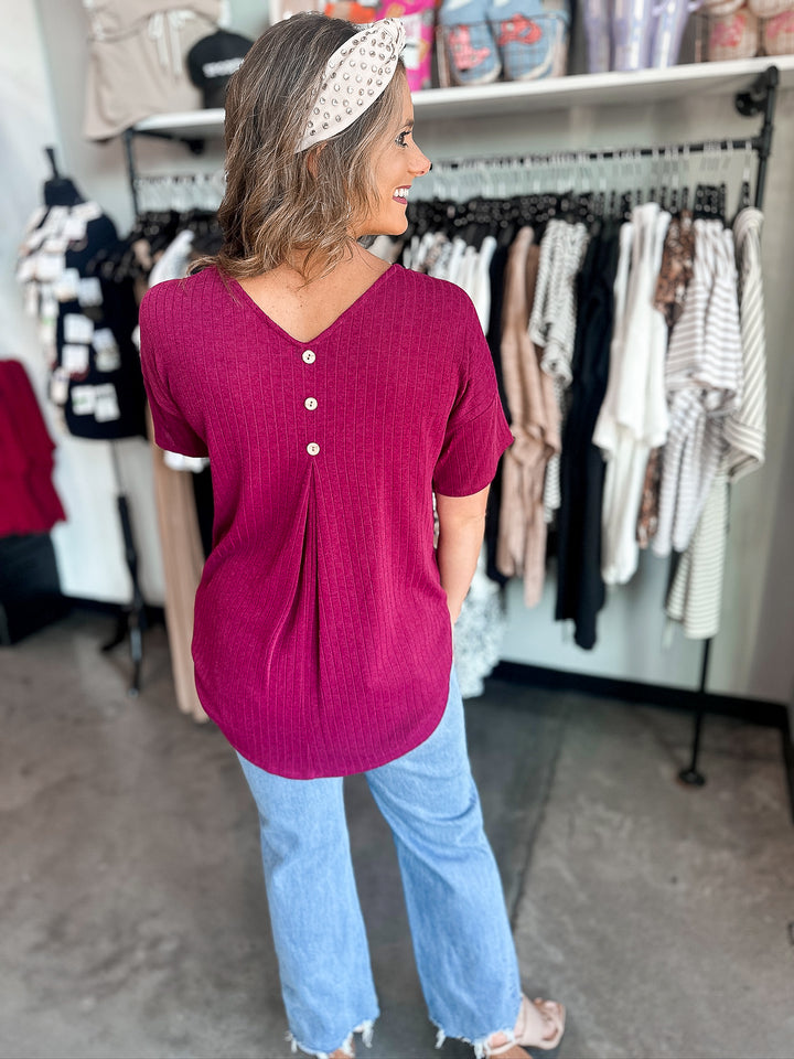Jackie Ribbed Knit Button Top