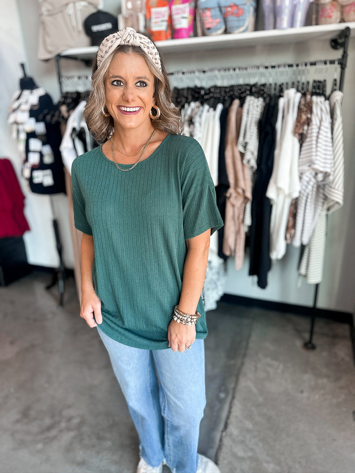 Jackie Ribbed Knit Button Top