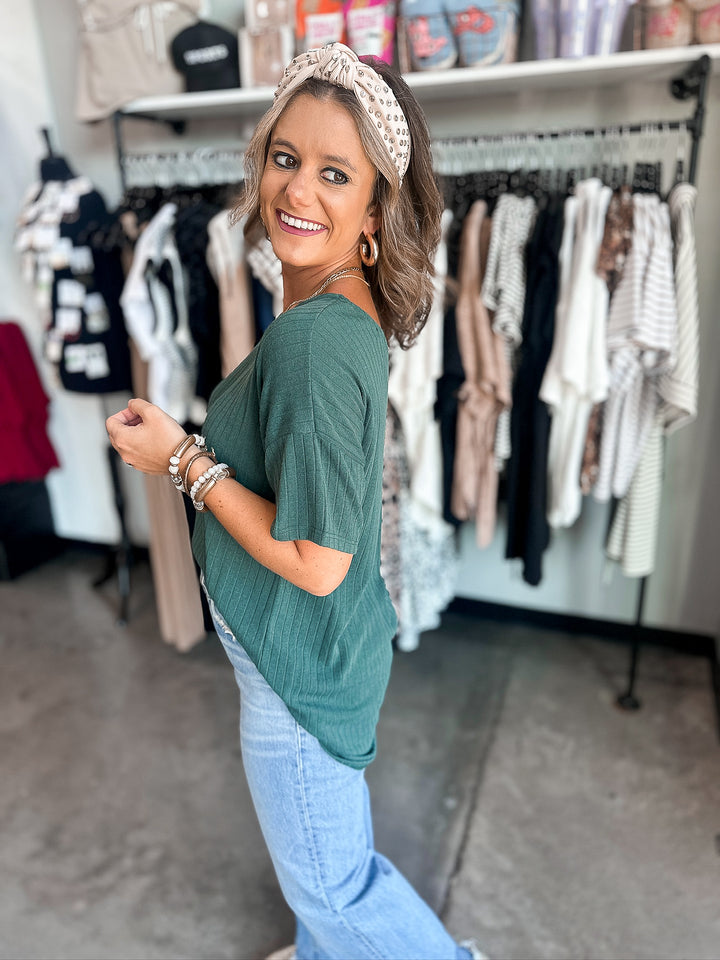 Jackie Ribbed Knit Button Top