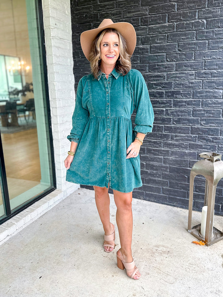 Callie Collared Cord Dress