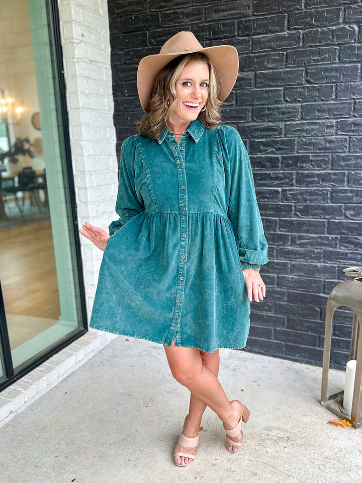 Callie Collared Cord Dress