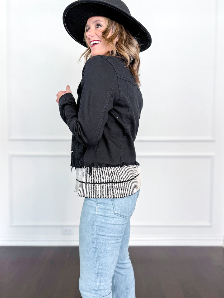 Risen Irregular Fray Hemmed Color Jacket